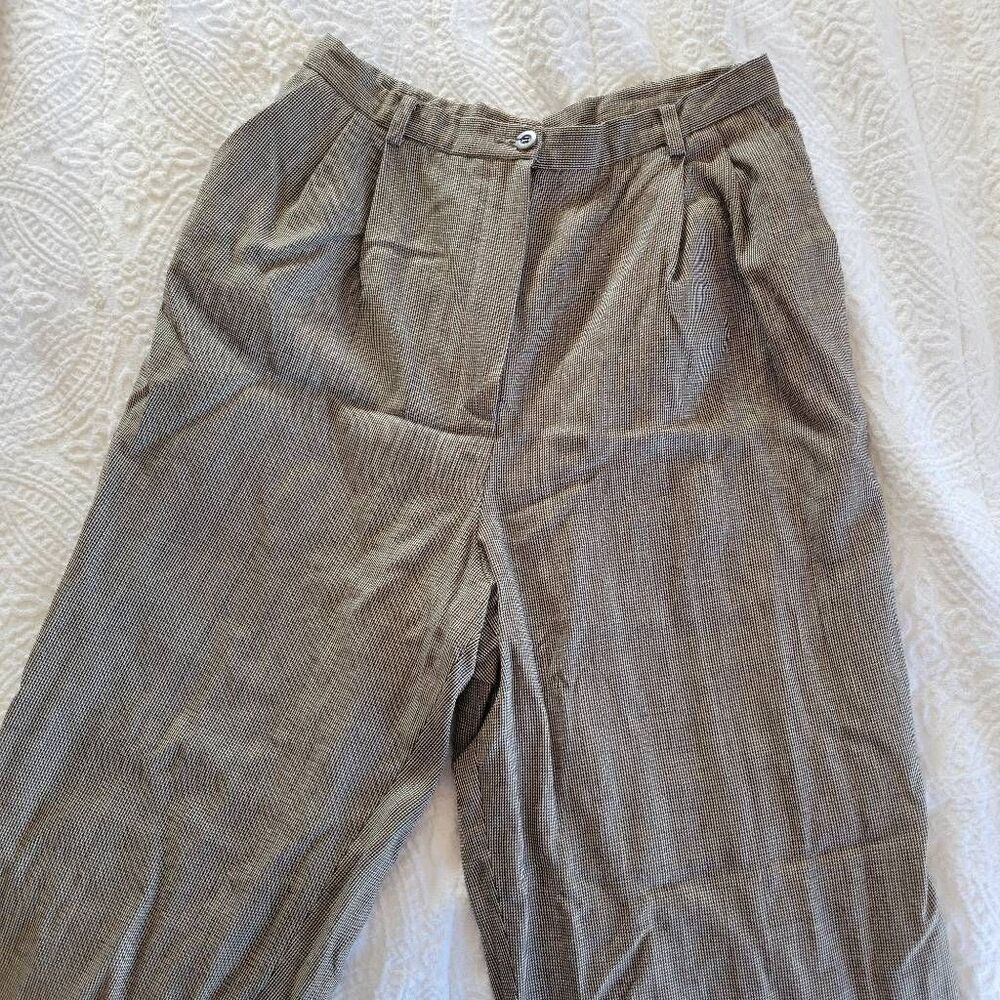 Liz Claiborne Petite Wool Houndstooth Academia Trousers Size 8P Vintage Made in